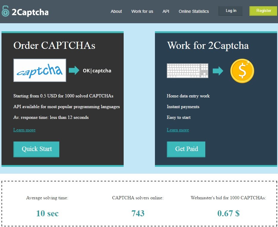 зарубежный сайт по вводу капчи 2captcha