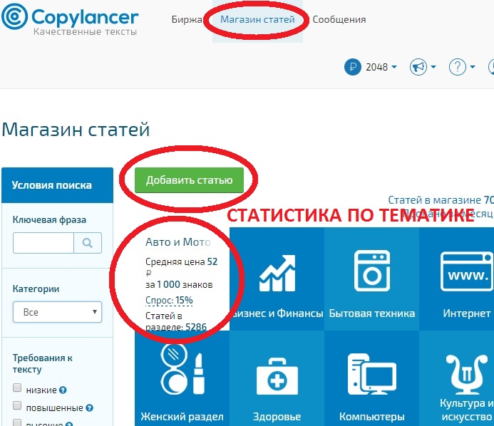Copylancer (КопиЛансер) магазин статей