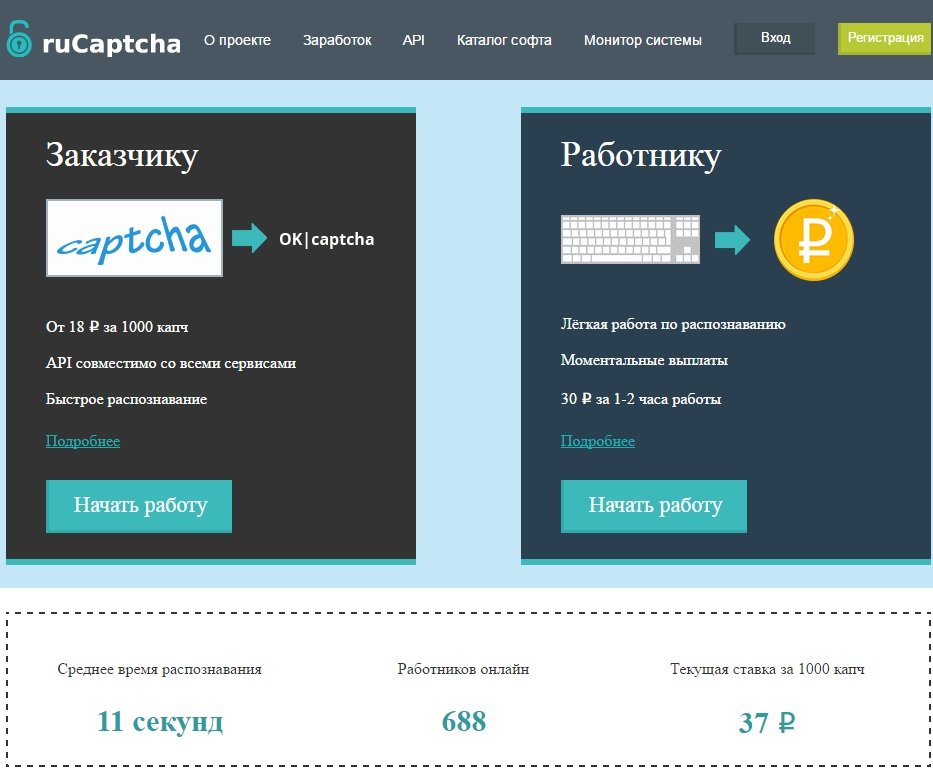 лучший русский сайт по вводу капчи Rucaptcha.com